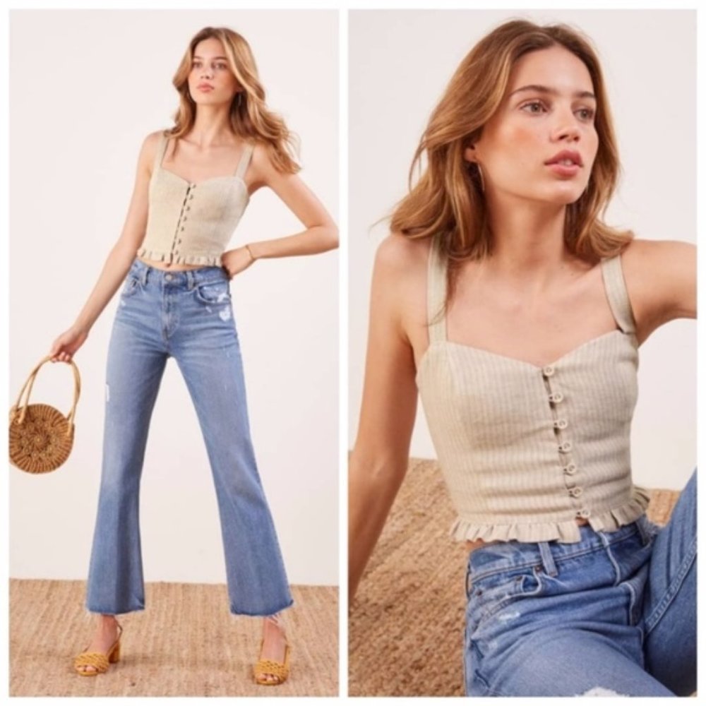Reformation Mackenzie Linen Crop Top